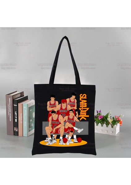 S Anime Ilk Slam Dunk Siyah Unisex Çanta Kanvas Sakuragi Hanamichi Tote Çanta Günlük Kullanım Yeniden Kullanılabilir Seyahat Rahat Alışveriş Çantası (Yurt Dışından) indirimleri