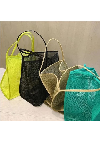 1 Adet Haki 2023 Yeni Sıcak Satış Şeffaf Örgü Çanta Moda, Hafif, Çok Yönlü, Büyük Kapasiteli Taşınabilir Taşınabilir Alışveriş Çantası (Yurt Dışından)
