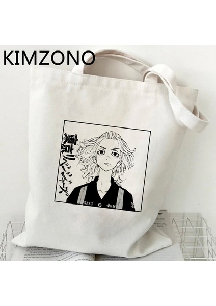63664 Tokyo Revengers Alışveriş Çantası Alışveriş Alışverişçisi Jüt Çanta Tote Bolso Çanta Katlanabilir Tote Alışveriş Sacola Cabas (Yurt Dışından)