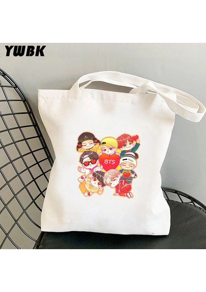 Stil 10 33X37CM 13X14.6IN Kore Kpop Kanvas Bez Çantalar Kadınlar Için Harajuku Büyük Kapasiteli Alışveriş Çantası Öğrencileri Okul Plaj Shoper Çantası Bolsa Feminina (Yurt Dışından) modelleri
