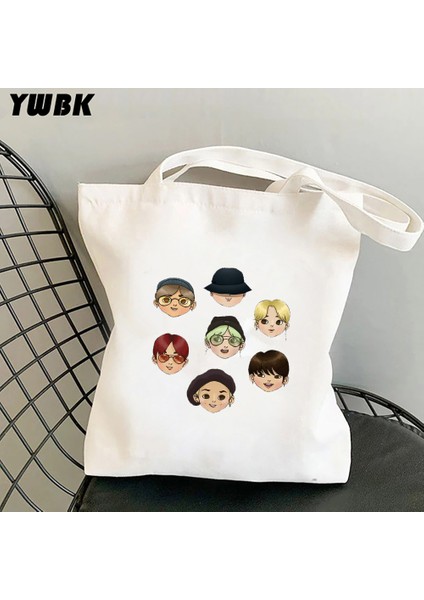 Stil 10 33X37CM 13X14.6IN Kore Kpop Kanvas Bez Çantalar Kadınlar Için Harajuku Büyük Kapasiteli Alışveriş Çantası Öğrencileri Okul Plaj Shoper Çantası Bolsa Feminina (Yurt Dışından) fırsatları