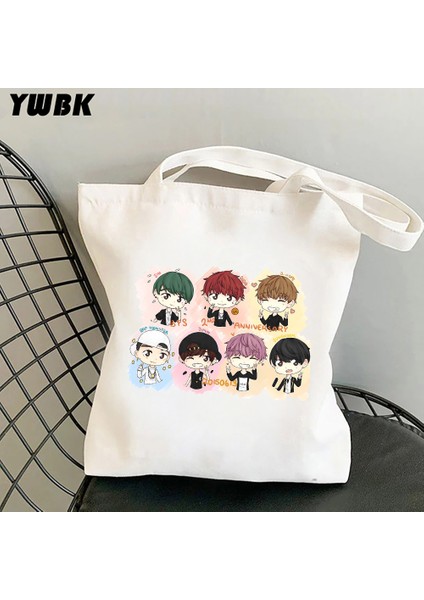 Stil 10 33X37CM 13X14.6IN Kore Kpop Kanvas Bez Çantalar Kadınlar Için Harajuku Büyük Kapasiteli Alışveriş Çantası Öğrencileri Okul Plaj Shoper Çantası Bolsa Feminina (Yurt Dışından) indirimleri