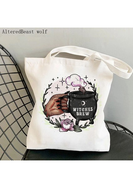 B3253 Kadın Alışveriş Çantası Sihirli Cadılar Brew Tarot Kartı Witchy Çanta Harajuku Alışveriş Kanvas Alışveriş Çantası Kız Çanta Omuz Bayan Çantası (Yurt Dışından)