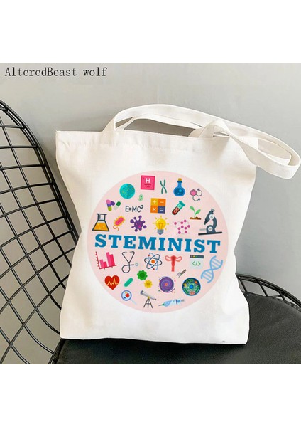 B4087 Kadın Alışveriş Çantası Bilim Kimya Elle Çizilmiş Vektör Çanta Harajuku Tuval Alışveriş Öğretmen Çantası Kız Çanta Omuz Bayan Çantası (Yurt Dışından) fırsatları