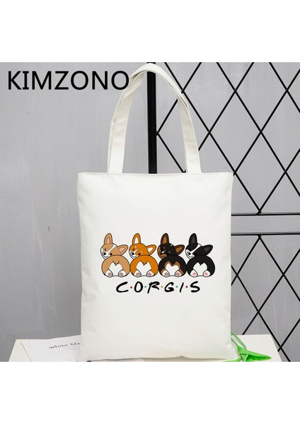 50237 Corgi Alışveriş Çantası Yeniden Kullanılabilir Tote Alışveriş Çantası Alışveriş Çantası Yeniden Kullanılabilir Dize Özel (Yurt Dışından)