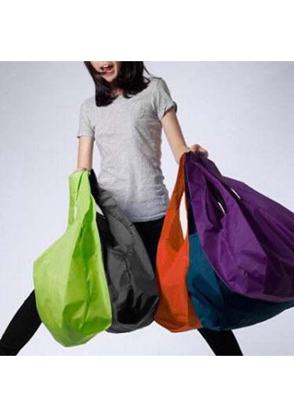 Mor Alışveriş Çantası Düz Renk Çevre Dostu Katlanır Yeniden Kullanılabilir Taşınabilir Omuz Çantası Polyester Seyahat Bakkal Için (Yurt Dışından)