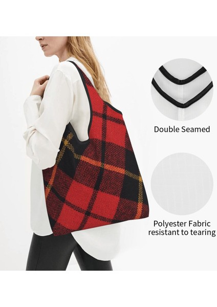 Stil 2 Alışveriş Çantası Komik Baskı Klasik Iskoç Klan Tartan Ekose Tote Alışveriş Çantaları Taşınabilir Alışveriş Omuz Onaylı Geometrik Pötikareli Çanta (Yurt Dışından) indirimleri