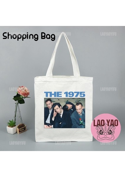 JL0203944-BLACK L 1975 Band Kanvas Tote Çanta Kadın Hayranları Hediye Estetik Çanta Kadın Totebag Shopper Alışveriş Bezi Büyük Üniversite (Yurt Dışından) fırsatları