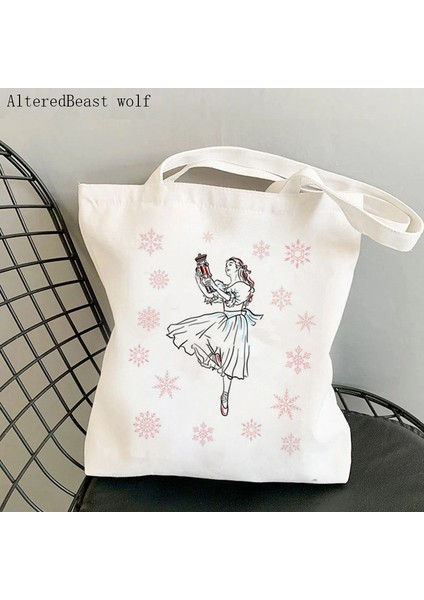 B3082 Kadın Alışveriş Çantası Fındıkkıran Bale ve Clara Noel Tatil Dans Çantası Harajuku Alışveriş Kız Çanta Omuz Bayan Çantası (Yurt Dışından)