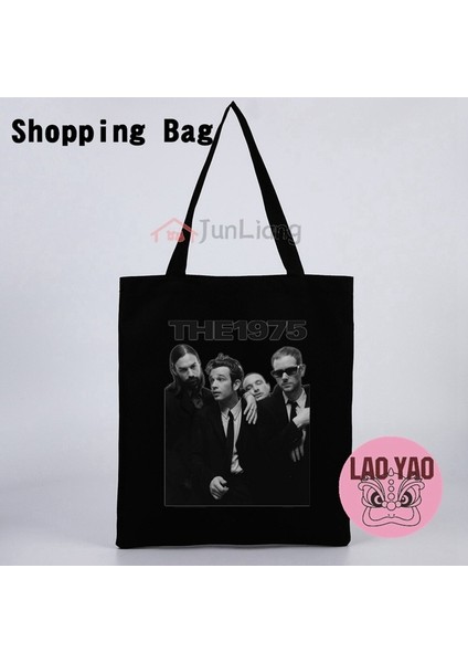 JL0203949 L 1975 Bant Kanvas Tote Çanta Kadın Hayranları Hediye Estetik Çanta Kadın Totebag Shopper Alışveriş Bezi Büyük Üniversite (Yurt Dışından)