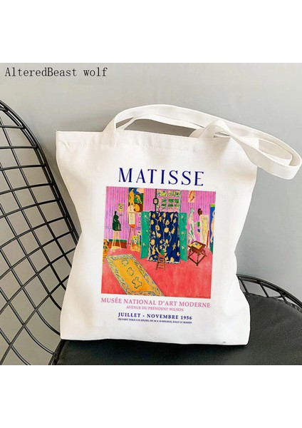 B3107 Kadın Alışveriş Çantası Grand Palalis Vintage Matisse Cut Outs Sergi Reklam Çantası Harajuku Alışveriş Kanvas Omuz Bayan Çantası (Yurt Dışından)