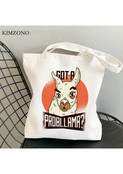 20858 Lama Llama Alışveriş Çantası Pamuklu Alışveriş Çantası Bolsas De Tela Alışveriş Çantası Dokuma Ecobag Kumaş Bolsas Reutilizables Cabas (Yurt Dışından)