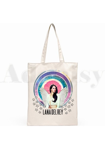 R Lana Del Rey Ulzzang Grafik Elbise Moda Grafik Karikatür Baskı Alışveriş Çantaları Kız Moda Rahat Paket El Çantası (Yurt Dışından)