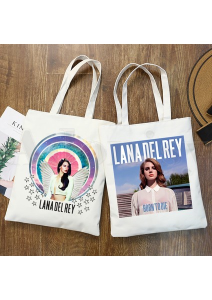 R Lana Del Rey Ulzzang Grafik Elbise Moda Grafik Karikatür Baskı Alışveriş Çantaları Kız Moda Rahat Paket El Çantası (Yurt Dışından) modelleri