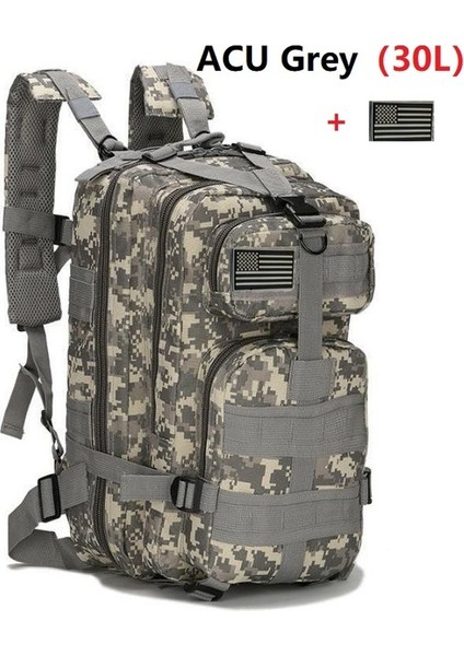 Acu Gri (30L) Çantalar Sırt Çantaları Yürüyüş Sırt Çantaları Açık Hava Askeri Sırt Çantaları Taktik Sırt Çantası Askeri Çanta Erkekler Taktik Çanta Sırt Çantası (Yurt Dışından)