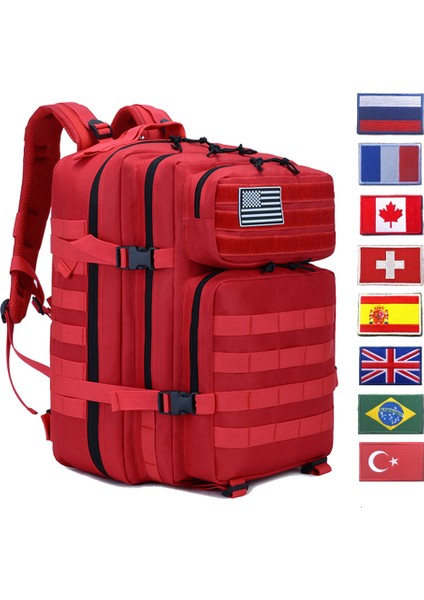Siyah 45L Askeri Taktik Sırt Çantası Eğitim Spor Salonu Spor Çantası Adam Açık Yürüyüş Kamp Seyahat Sırt Çantası Trekking Ordu Molle Sırt Çantası (Yurt Dışından)