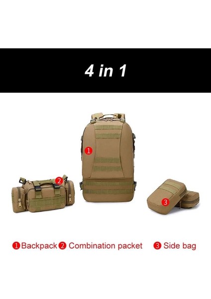 05 55-70L Taktik Sırt Çantası Erkekler Askeri Sırt Çantası 4 In 1 Molle Spor Çanta Su Geçirmez Açık Yürüyüş Kamp Seyahat Mochila Sırt Çantası (Yurt Dışından)