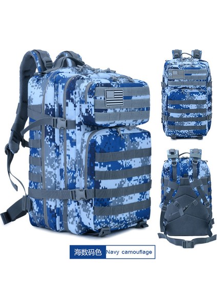 Donanma Kamuflaj Yürüyüş 45L Erkek/kadın Trekking Çantası Askeri Taktik Sırt Çantası Ordu Su Geçirmez Molle Bug Out Açık Seyahat Kamp (Yurt Dışından)
