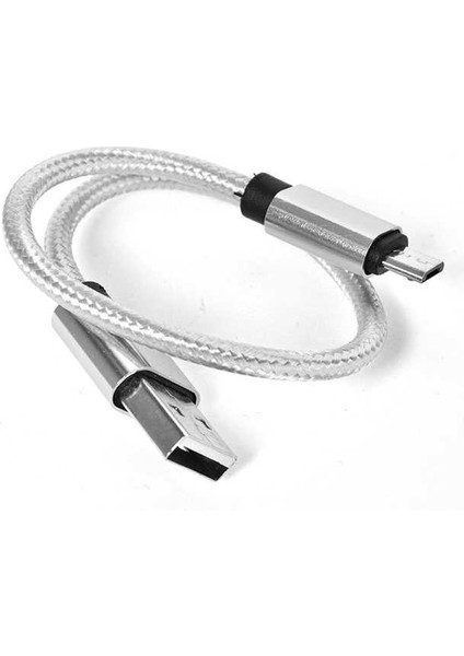30 cm Halat Micro USB Kablo - Gri