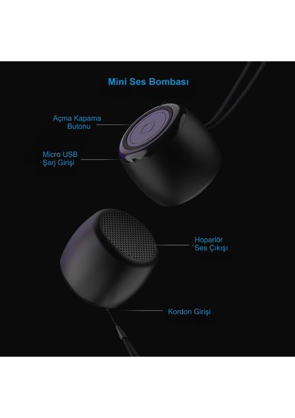 Mini Bluetooth Ses Bombası Hoparlör Mini Boyut Yüksek Ses Wireless Speaker