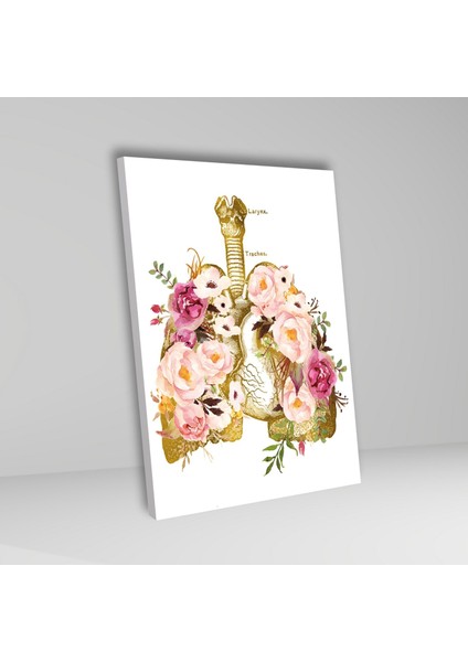 Tekli Dikey Kanvas Poliklinik Tablosu Çiçekli Akciger Tasarımı fiyatları