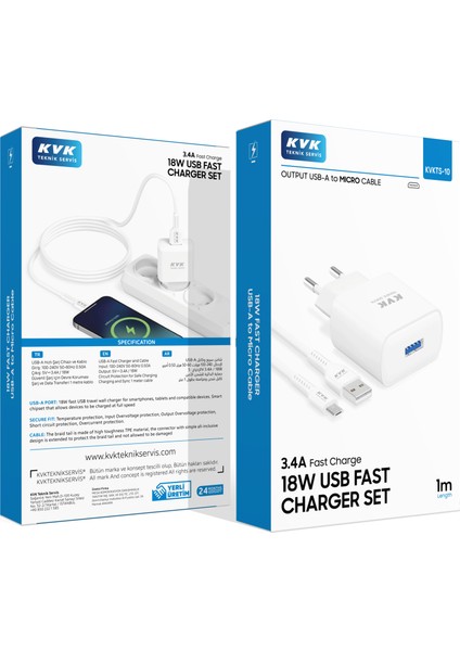 3.4A 18W Micro Şarj Seti