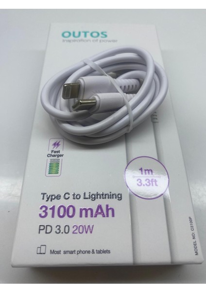 3100 Mah Destekli Apple iPhone + Hızlı Data ve Şarj Kablosu