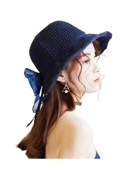 Yaz Katlanabilir Şapka Bayan Güneşlik Yay Güneş Şapkası (Yurt Dışından)