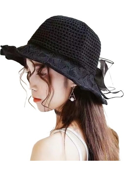 Yaz Katlanabilir Şapka Bayan Güneşlik Yay Güneş Şapkası (Yurt Dışından)