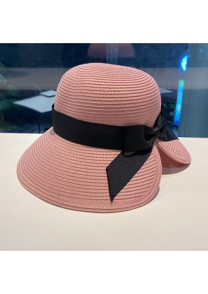 Balıkçı Şapkası Kadın Yaz Güneşlik Plaj Şapkası Tüm Maç Katlanabilir Hasır Şapka (Yurt Dışından)