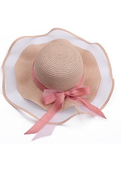 Şapka Bayanlar Yaz Örgü Hasır Şapka Büyük Şapka Katlanabilir Güneş Şapkası (Yurt Dışından)