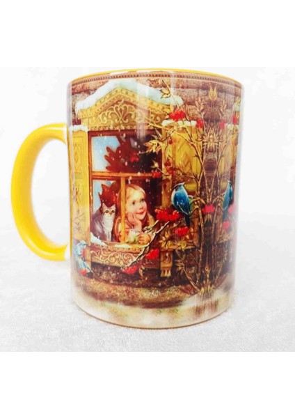 Camdaki Kız Vintage Baskı Büyük Boy Kupa