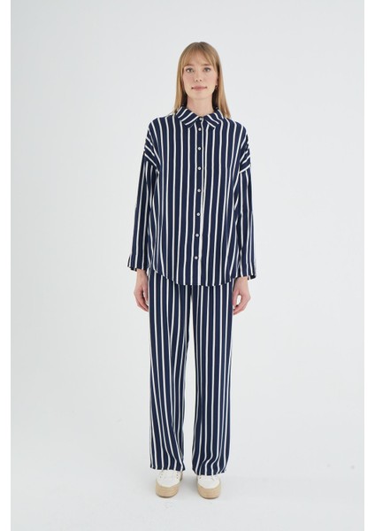 Kadın Uzun Kol Lacivert Pantolon Takım C5T6N1O12