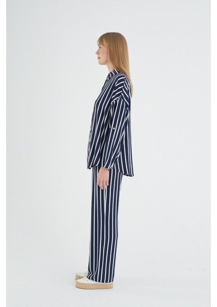 Kadın Uzun Kol Lacivert Pantolon Takım C5T6N1O12 modelleri