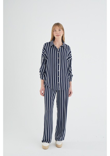 Kadın Uzun Kol Lacivert Pantolon Takım C5T6N1O12 indirimleri