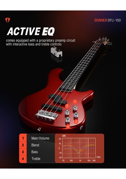 DPJ-100 PJ-Style Bas Gitar (Kırmızı)