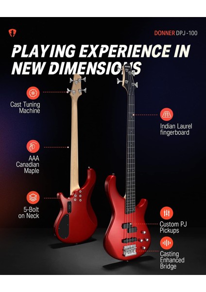 DPJ-100 PJ-Style Bas Gitar (Kırmızı)