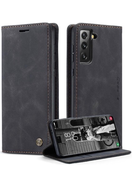 Samsung Galaxy S21 Vintage Pu Deri Cüzdan Manyetik Flip Case (Yurt Dışından)