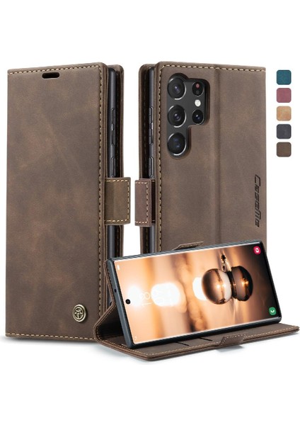 Samsung Galaxy S23 Ultra Kılıf Için Flip Case Kart Yuvası Kickstand Flip Folio (Yurt Dışından)