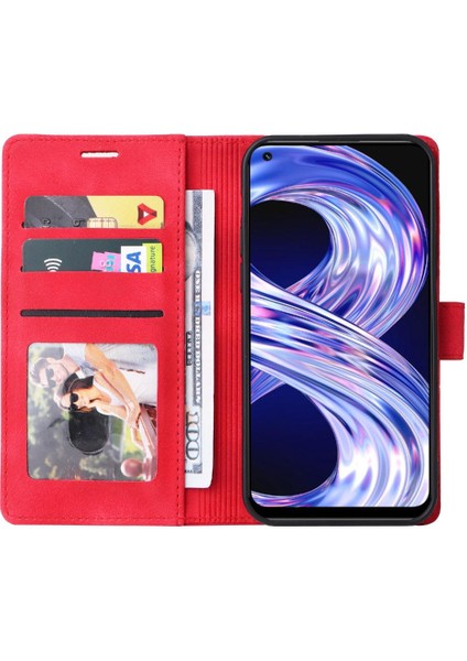Realme 8 4g Için Flip Case Cüzdan Kapak Çevirin Deri Kılıf Basit Iş (Yurt Dışından)