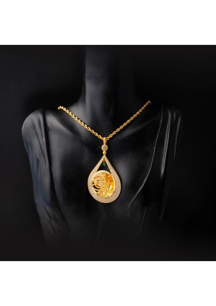 Damla Tuğra Yeşil Taşlı Altın Kolye fırsatları