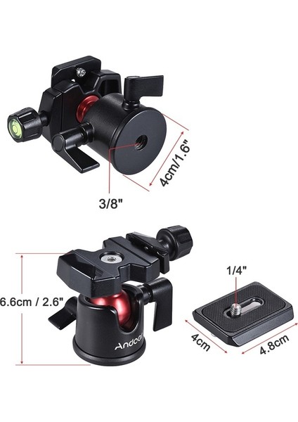 Andoer Mini Top Kafa Ballhead Masa Tripod Standı Adaptörü (Yurt Dışından)