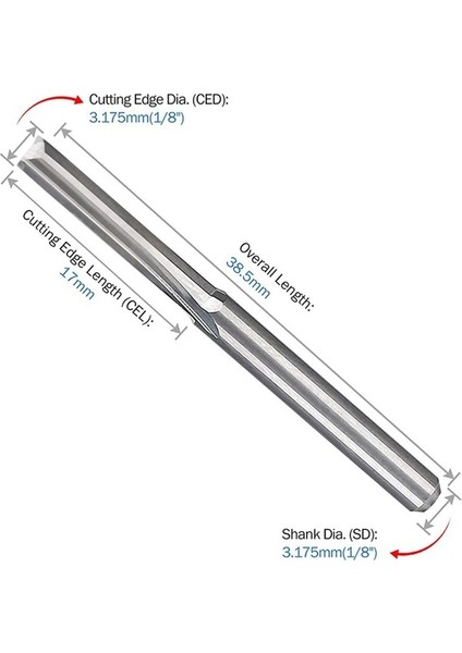 Ping 10 Adet 2 Flüt Cnc Freze Uçları 3.175MM Düz Yuvası Tungsten Çelik Freze Kesici Ahşap Plastik (Yurt Dışından)