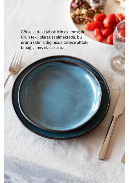 Mavi Stoneware Seramik El Yapımı Tabak