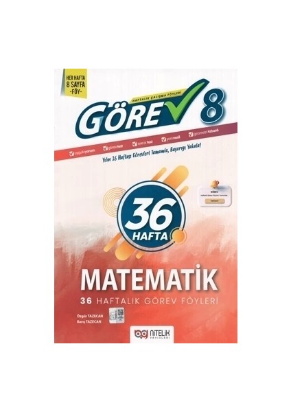 Nitelik Yayınları 8. Sınıf Görev Matematik 36 Haftalık Görev Föyleri