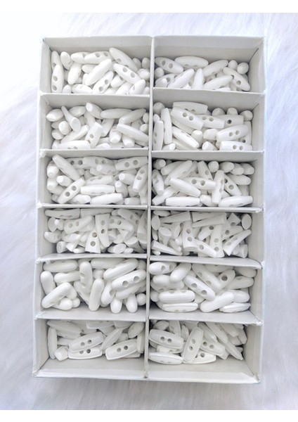 60 Adet 25 Mm Karışık Desenli Beyaz Renk Fil Dişi Düğme fırsatları
