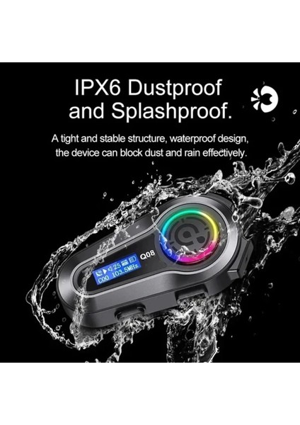 Q08 Intercom Otomotosiklet Bluetooth Kask Kulaklık