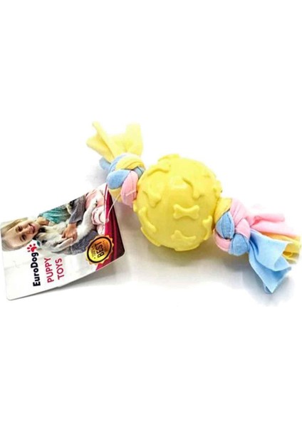 Puppy Kemik Desenli Top Diş Kaşıma Köpek Oyuncağı Sarı 19 Cm