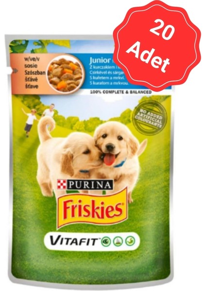 Junior Tavuklu ve Havuçlu Yavru Yaş Köpek Maması 100 gr x 20 'li fiyatları