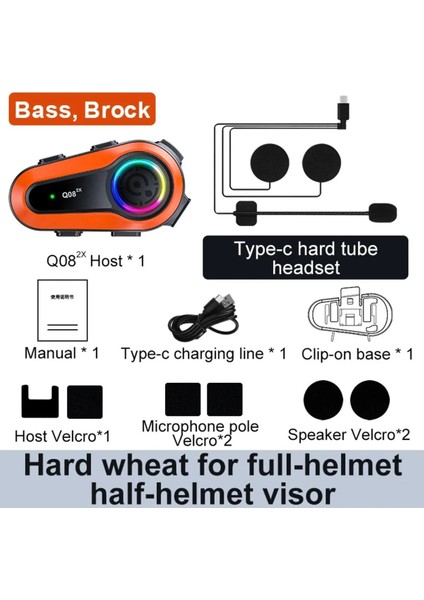 Q08-2X Intercom Otomotosiklet Bluetooth Kask Kulaklık